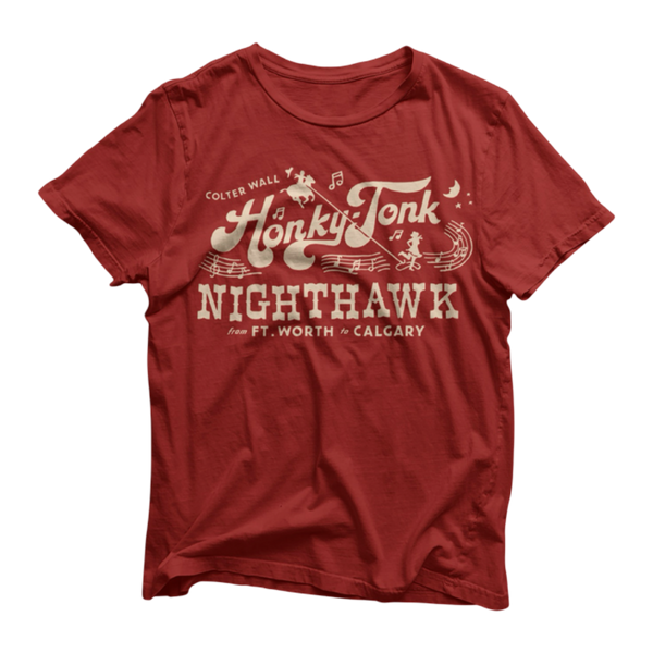 Colter Wall Honky-Tonk Nighthawk T-Shirt Vintage Red