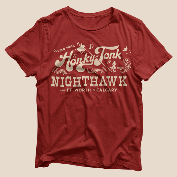 Colter Wall Honky-Tonk Nighthawk T-Shirt Vintage Red